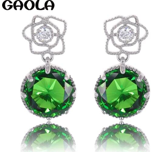 Multicolor Earrings Silver Color Micro Inlay AAA Cubic Zirconia Stud Earrings For Women GLE3274