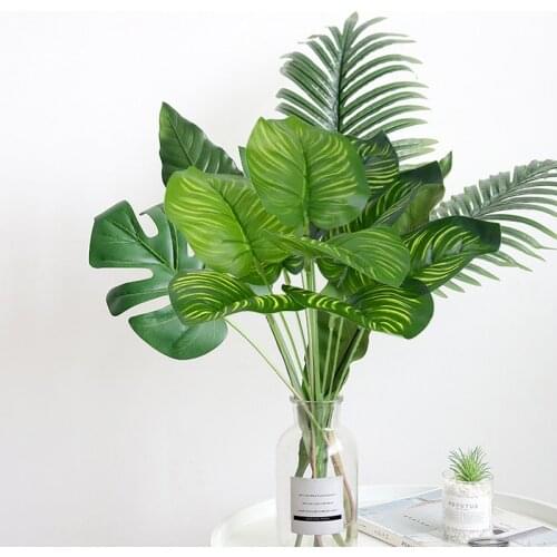 33cm Green Artificial Monstera Leaves Green Leaves Home Garden Table Decor Fake Plants Wedding Birthday Party Photography Props