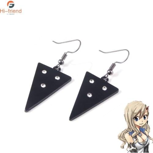 Comics EDENS ZERO Rebecca Earrings Black Inverted Triangle Shape Pendant Earrings for Women Men Gift Cosplay Prop