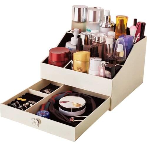Kpop Cosmetics Jewelry Desktop Sort Out Storage Box Multilayer Multi-grid Display Box PU Leather Carrying Box/Cases OB701