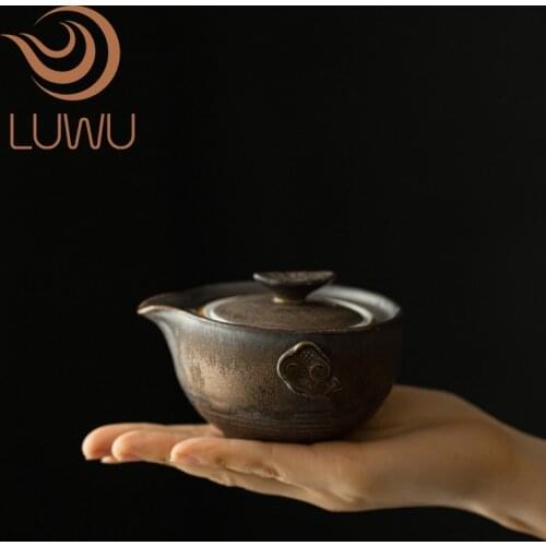 LUWU bronze ceramic teapots with 2 cups tea sets portable travel office tea set drinkware