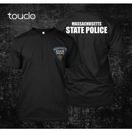 Fashion Retro Summer Mens Print T-Shirt Original Massachusetts Police State Logo - Customdesign A Shirt double sized