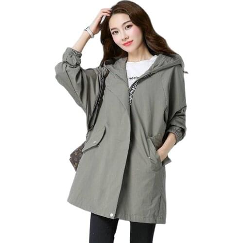 Fashion Women Jacket Mid-length Windbreaker 2021 New Spring Autumn Korean Casual Long Sleeve Female Coat Zipper Pocket Outcoat