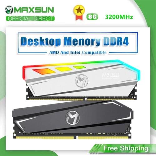 MAXSUN RAM DDr4 8GB 3200MHz RGB Lighting Interface 288Pin Memory Voltage 1.2V 3 Years Warranty Memoria RAM ddr4 Original Rams