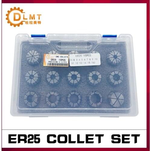 ER25 Collet Set 15PCS/16PCS Engraving Machine Spindle ER Spring Chuck 0.015/0.008MM High Precision Collet CNC Machining Center