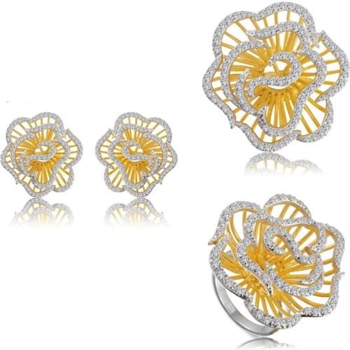 Eulonvan 925 sterling silver luxury women wedding jewelry sets (ring/earring/pendant) best sell White Cubic Zirconia S-3792set
