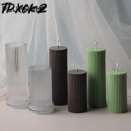 New Stripe Cylindrical Acrylic Candle Mold DIY Candle Mould Wedding Party Home Wedding Decoration Products