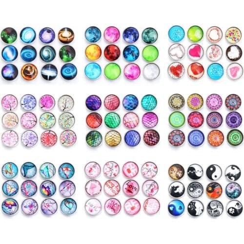 Wholesale 10pcs/lot New Glass Snap Jewelry Mixed Tree of life Pattern 18mm Glass Snap Buttons For DIY Snap Bracelet