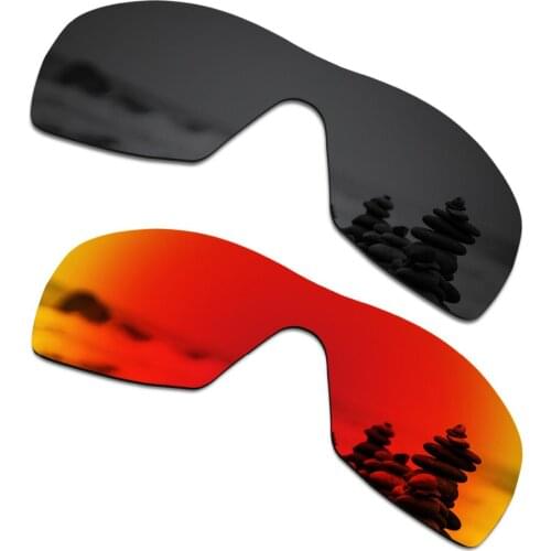 SmartVLT 2 Pieces Polarized Sunglasses Replacement Lenses for Oakley Dart Stealth Black and Fire Red