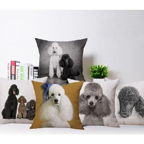 Lovely Poodle Dog Cushion Cover Cute Pet Animals Decorative Pillowcase 45X45cm Bedroom Sofa Decor Pillows Case