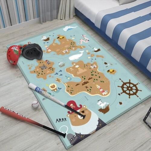 World Map Rectangle Flannel Carpets For Living Room Vivid Printed Chair Area Rug Blue Kids Mat Bedroom Floor For Play Tent Mat