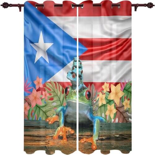 Puerto Rico Tree Frog Banner Window Curtains for Living Room Kitchen Bedroom Drapes Kids Room Home Decor Curtain