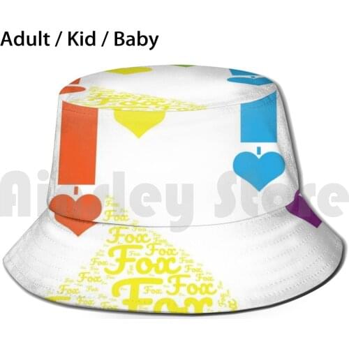 Rainbow Fox , Fox Rainbow Heart Loves Animals For Girls Sun Hat Foldable UV Protection Fox Rainbow Animal Rain Fox For