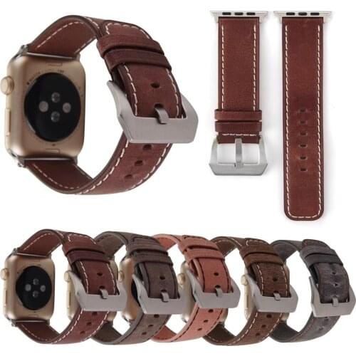 Vintage Genuine Leather Watchband for Apple Watch Series 1 2 3 Strap 42mm 38mm Retro Replacement Belt Bracelet for iWatch Band