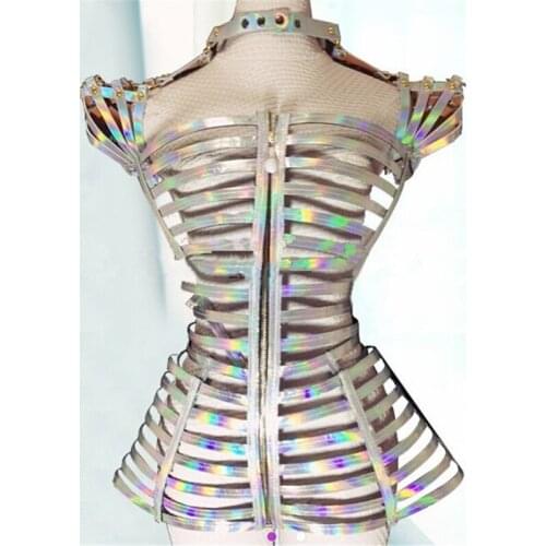 S07 Ballroom dance costumes silver mirror dress Slim clothe dj disco outfit performance party wears bar sexy femal clothe bikini