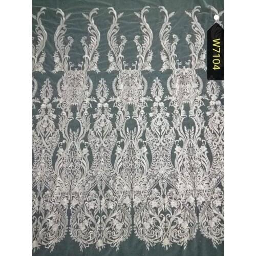 Mesh embroidery lace fabric off white color hot selling in Africa 10Yards