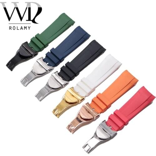 Rolamy 22mm Black Blue Orange Red Green White Waterproof Silicone Rubber Watch Band Straps Bracelets For Tudor Black Bay