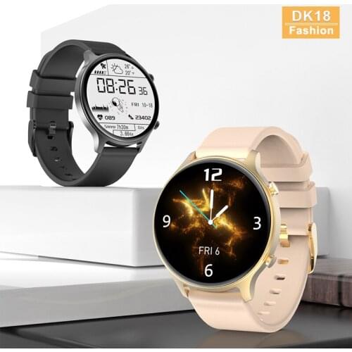 DK18 Women Smart Watch Men IP68 Waterproof Heart Rate Monitor Blood Pressure Oxygen Bluetooth Music Weather Smartwatch Android