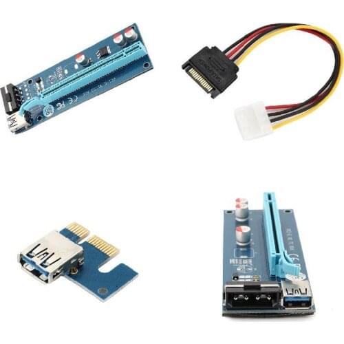VER006S 60CM PCIE 1X To 16X PCI Express Riser Card For Miner Machine 3.0 Cable SATA To 4Pin Power Adapter Cord for GPU Miner