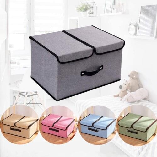 Double Cover Cloth Storage Box Environmental Protection Hemp Clothes Toy Storage Storage Box Foldable Household Storage Box