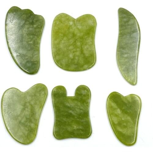 Green Natural Jade Guasha Scrapping Plate Gua Sha Massager Face Meridian Scrapping Plate Piece Massage Tools Arm Massage Tool