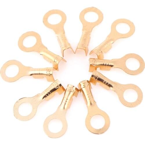 100Pcs 4.2mm Gold Brass Round Splice Cold Pressed Car Speaker Male Terminal Tin Plating Cosse Electric Sertir