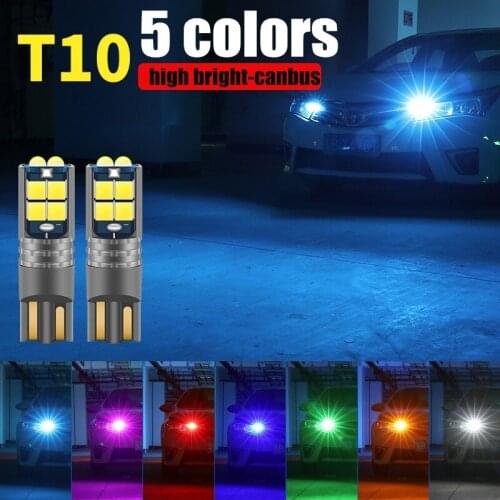 2pcs T10 10smd LED light bulb canbus 3030 12V Super bright clearance bulb t10 6 smd lamp white yellow blue red Purple T10 LED