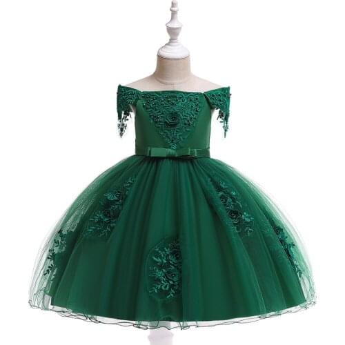 2019 Lace Party Princess Dress Clothes Wedding Costume Kids Dresses for Girls Bridesmaid Elegant Thanksgiving Christmas Gown