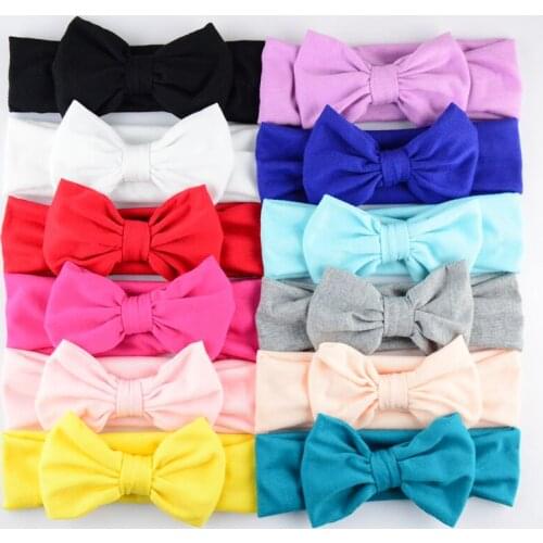 24pcs/lot High Quality Kids 100% Cotton Headbands With 11CM Bows For Birth Girls Top Quality Headwear FDA07