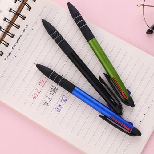 3 Colors Press Ballpoint Pen Writing Pen 0.5mm Refill School Supplies Office K8T6
