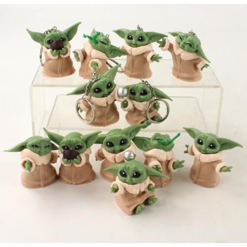 5-6cm 6pcs/Lot Star Wars Baby Yoda PVC Action Figure Toy Key Chains Yoda Pendants Model Doll Childrens Birthday Gifts