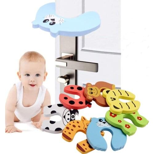 5PCS Protection Baby Safety Cute Animal Security Door Stopper Baby Card Lock Newborn Care Child Finger Protector Cabinet Locks