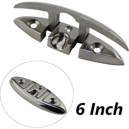 6'' Flip Up Cleat 316 Stainless Steel Marine Stud Mount Folding Pull up Cleat Base Hardware for marine boat yacht accessories