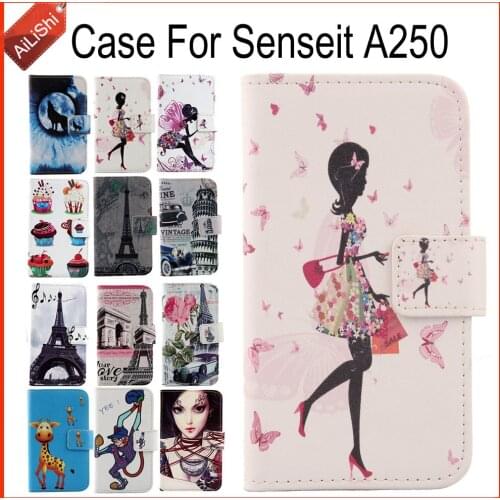 AiLiShi Case For Senseit A250 Luxury Flip PU Painted Leather Case A250 Senseit Exclusive 100% Special Phone Cover Skin+Tracking