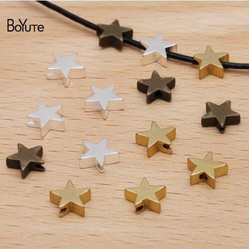 BoYuTe (100 Pieces/lot) 7*3MM Star Beads Factory Direct Sale Diy Metal Brass Beads for Jewelry Making