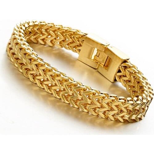 Trendy Mens "W" Style Titanium Steel Bracelet for Men 12mm Black/Gold/Silver Color Bracelets Jewelry Valentines Day Jewelry