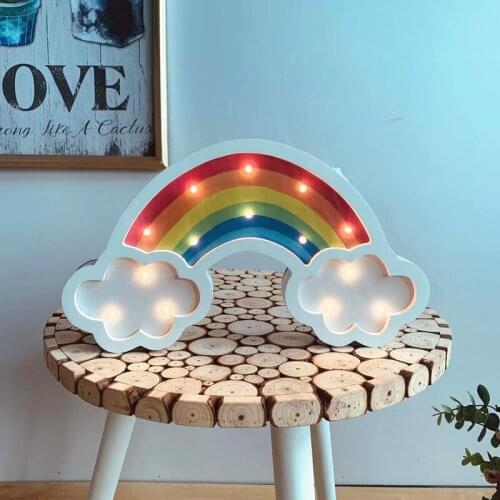Wooden Rainbow Night Light Wall Hanging Ornaments Home Decoration Lamp Modern Room Decor Led Lights Indoor Lighting Table Lamp