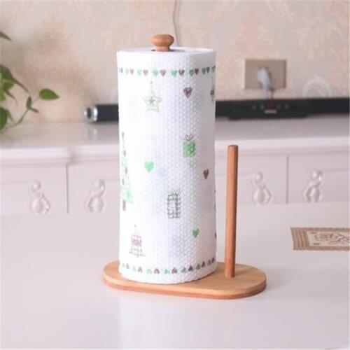 Rubber Wood Paper Towel Holder Kitchen Tissue Holder Household Roll Paper Stand Kitchen Tool Organizer Bracket