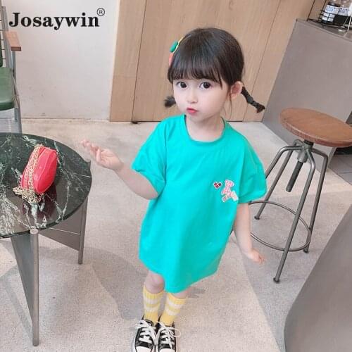 Kids Clothes Long T shirt Baby Girls O-neck Short Sleeves Children Student Print T-shirt Kids Cotton Tops For Girls Clothes 2 8Y