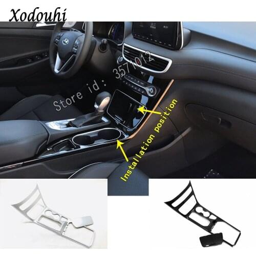 For Hyundai Tucson 2019 2020 Car ABS Chrome Inner Middle Handbrake Gear Panel Shift Stall Paddle Cup Switch Frame Trim 2pcs