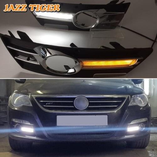Daytime running lights For Volkswagen vw Passat CC 2009 -2012 Drl for cars Sequential turn signal auto Led fog lights headlights