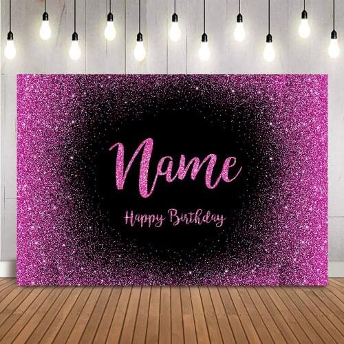 Purple Glitter Happy Birthday Backdrop Adult Birthday Party Decoration Supplies Women customize Photo Background Prop Photocall