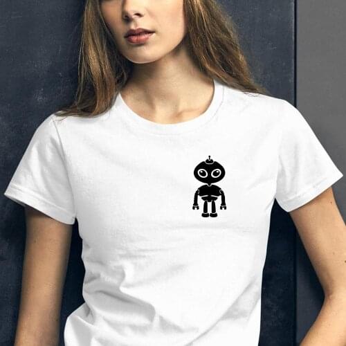 Cute Alien robot print cotton t shirt for woman men Graphic tee Hipster Tumblr Cozy tops plus size drop ship