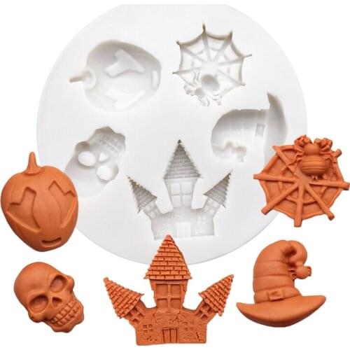 Halloween Jack-O'-Lantern Skull Spider Silicone Sugarcraft Mold Resin Tools Cupcake Baking Mould Fondant Cake Decorating Tools