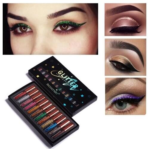 Ibcccndc 12 Colors/Set Glitter Powder Eyeliner Kit Makeup Waterproof Colorful Eye Liner Pen Eyes Make Up Cosmetics Eyeliners Set