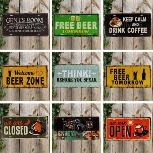 [ Kelly66 ] Welcome Beer Zone Drink Coffee Open Closed Metal Sign Tin Poster Home Decor Bar Wall Art Painting 15*30 CM Size CP-3