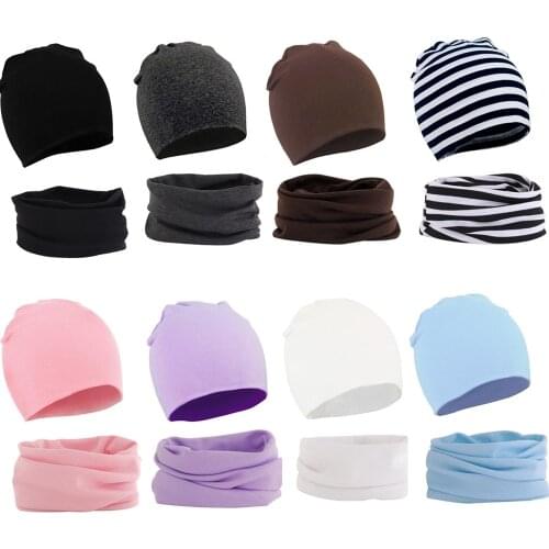 2Pcs Baby Hat Scarf Set Autumn Winter Warm Boys Girls Neck Collar Neckerchief Kids Beanies Suit Cotton Children Hats Wholesale