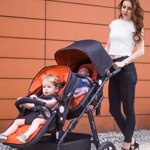 Lightweight Twins Stroller Children High-view Baby Carriage Wheelbarrow Can Sit and Lie Back and Forth