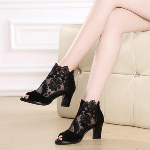 Summer Mesh Peep Toe Sandals Sexy Heels Single Shoes Women Shoes In Europe And America 2020 Spring And Summer Gauze Mujer