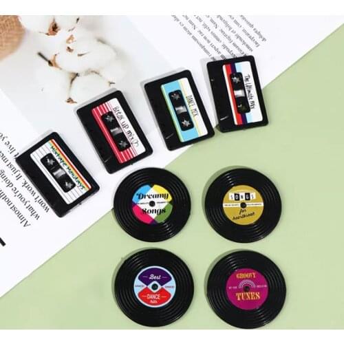 4 Pcs/Lot Fridge Magnet Nostalgia Disc Record Cassette Tape Refrigerator Magnetic Message Sticker Funny Children Kids Home Use